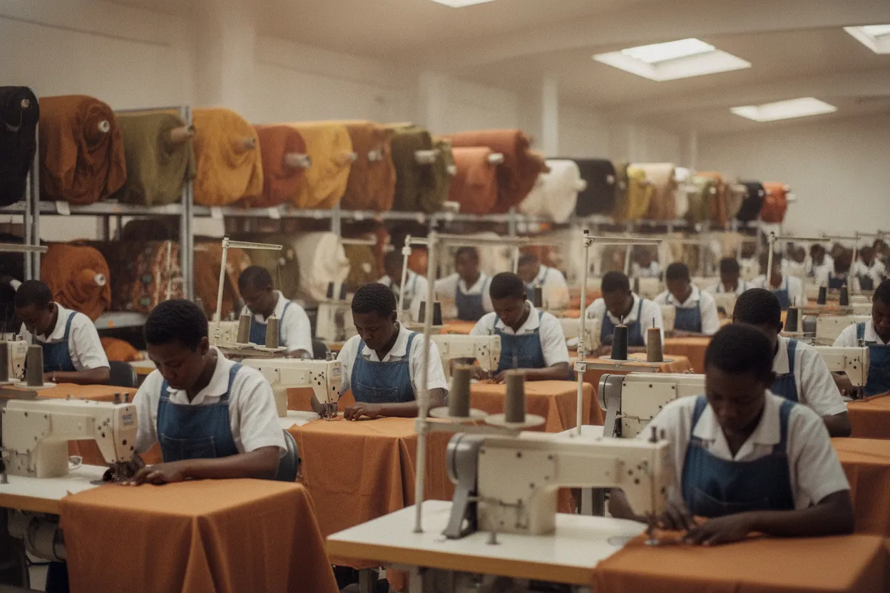A modern garment factory floor